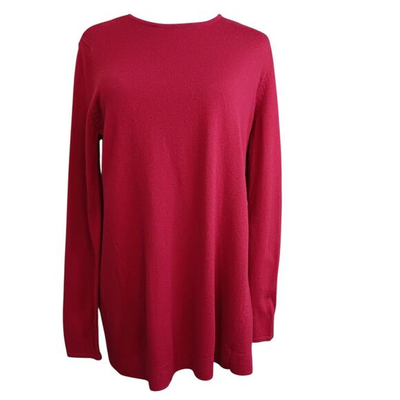 J.JILL Sweater Tunic Top Small Flowy Red Soft Staple Basic Casual Career Travel - Picture 6 of 7